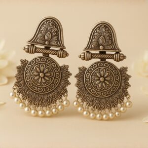 Antique Floral Chandbali Earrings