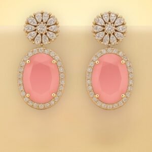 Pink Stone Oval Earrings