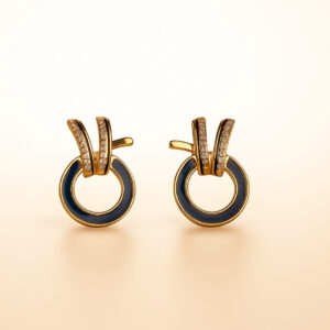 Gold Enamel Loop Earrings