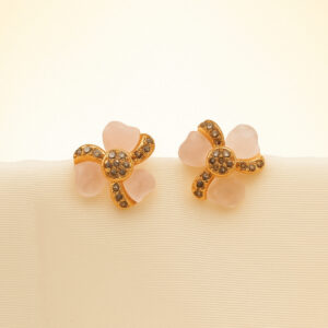 Pink Floral Stud Earrings