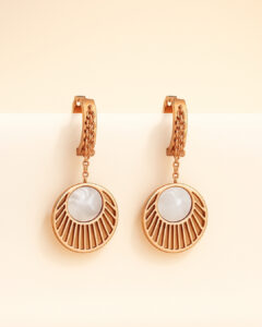 Drop Hoop Pearl Earrings
