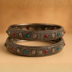Antique Gemstone Kada Pair