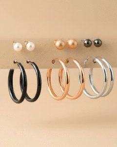 Metallic Hoop & Stud Set (Earrings Combo)