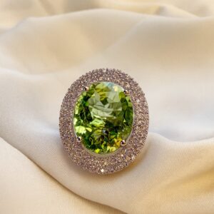 Olive Radiance Sparkle Oval Ring
