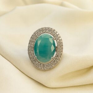 Aqua Mist Halo Elegance Ring