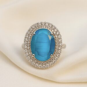 Ocean Blue Luxe Halo Ring