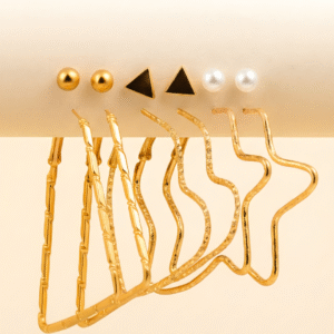Multi-Shape Gold Earring Set